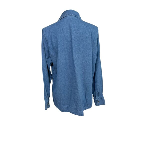 Blue Jean Holiday Snowflake Penguin Button Front LS Top Size Large 12/14 - Picture 3 of 3